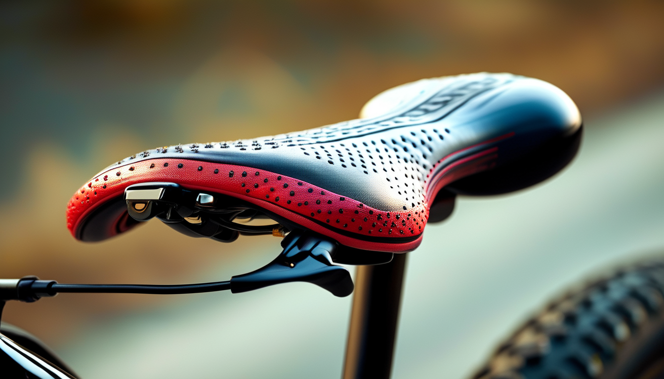 Close-up of padded cycling shorts and a bike saddle